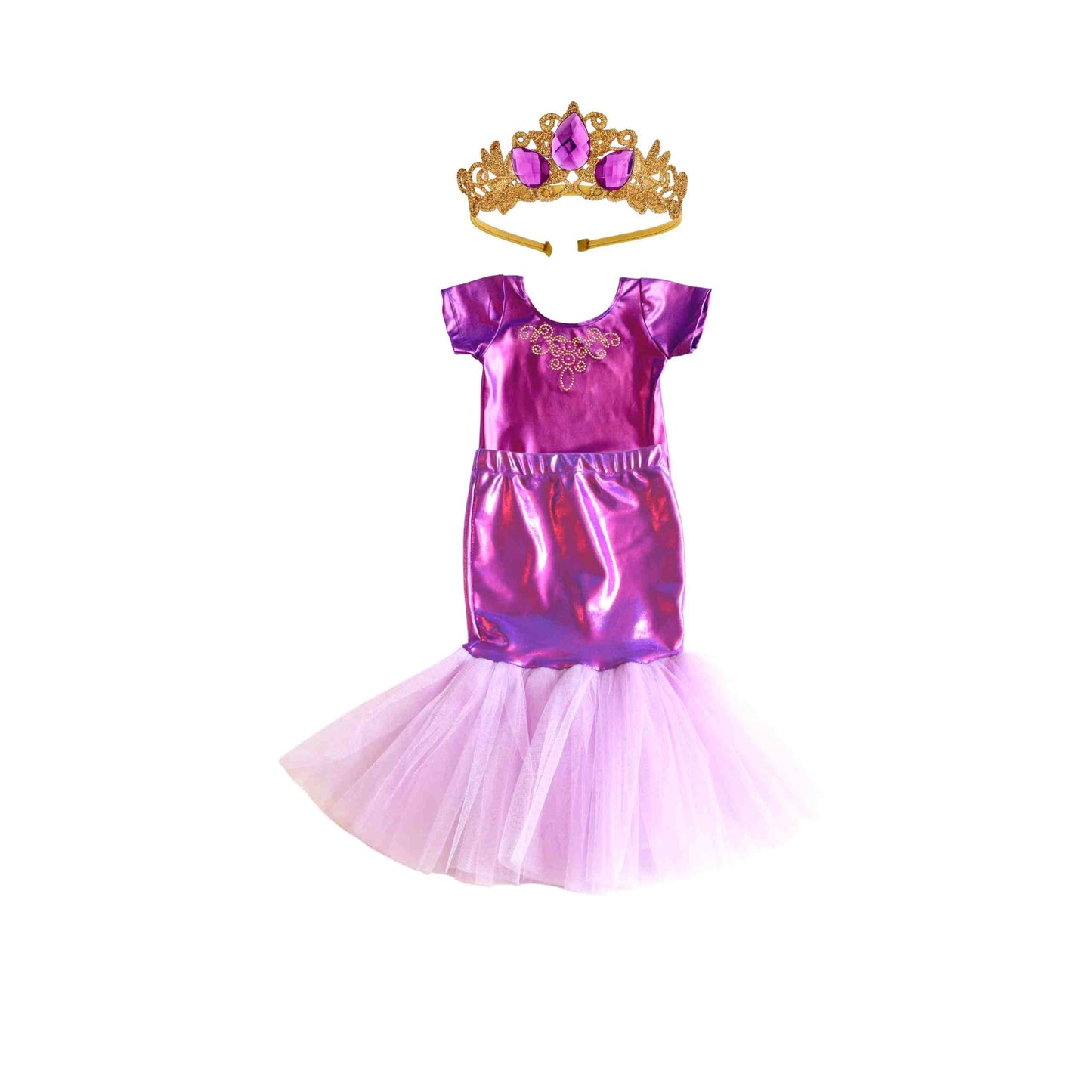 a little girl wearing a purple dress and a tiara