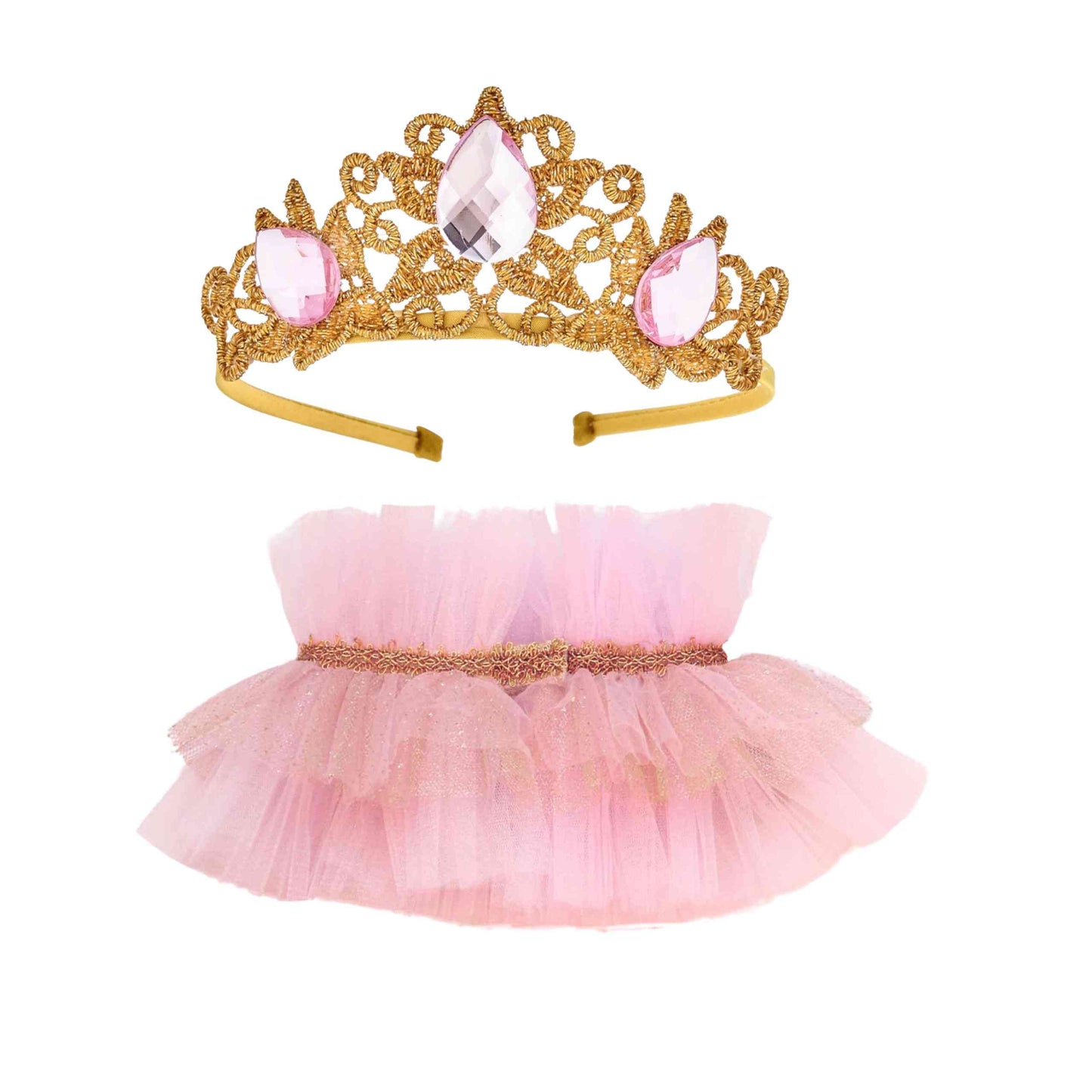 a tiara and a tutu skirt on a white background