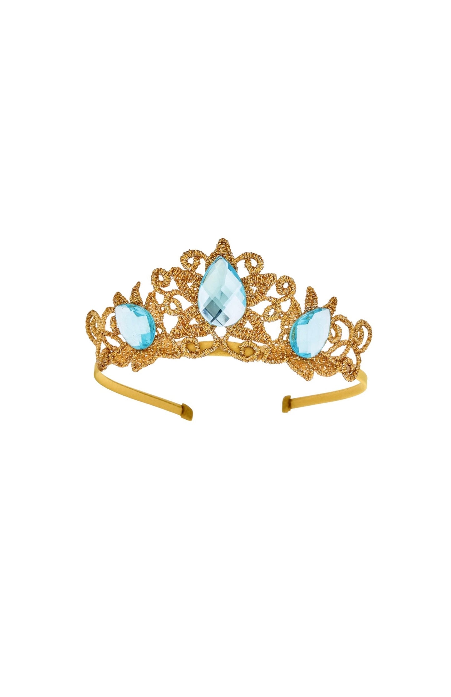 Princess Tiara Crown - Gold Three Blue Gems