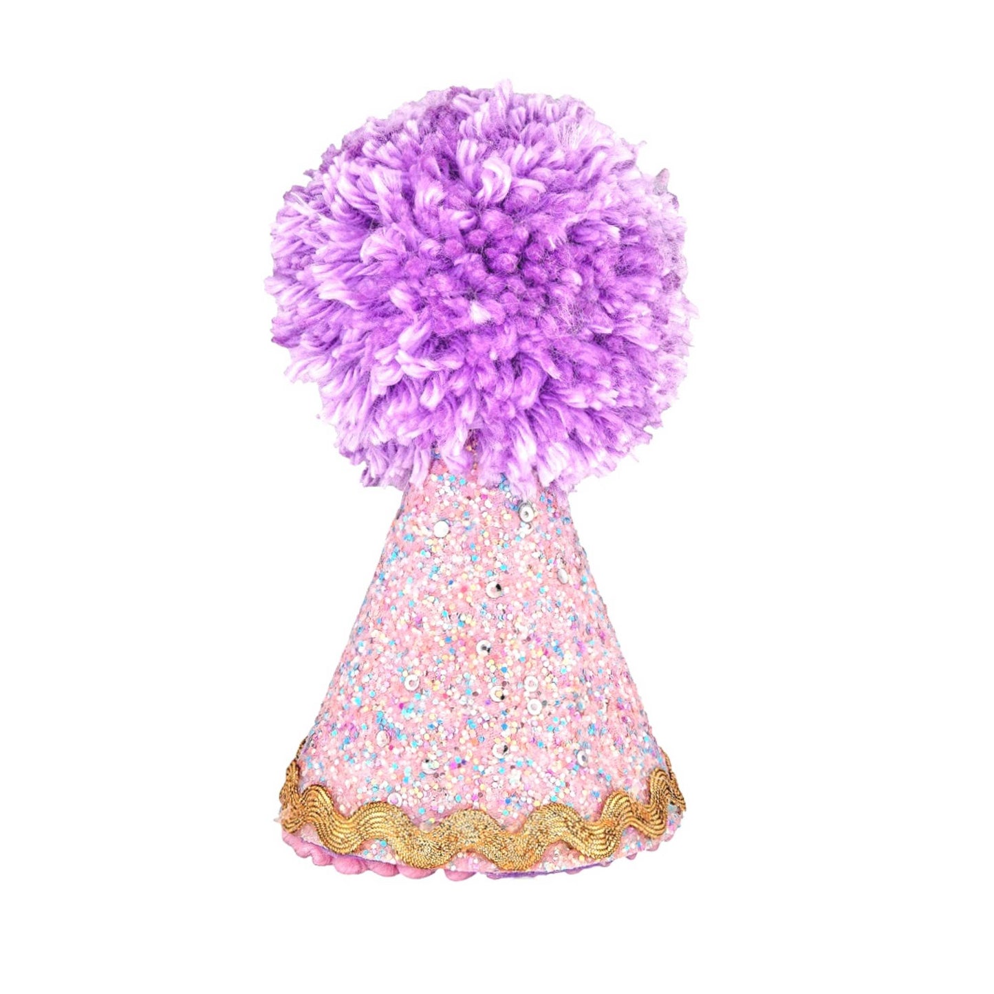 Glitter Fabric Party Hat - Lilac/Pink Mix