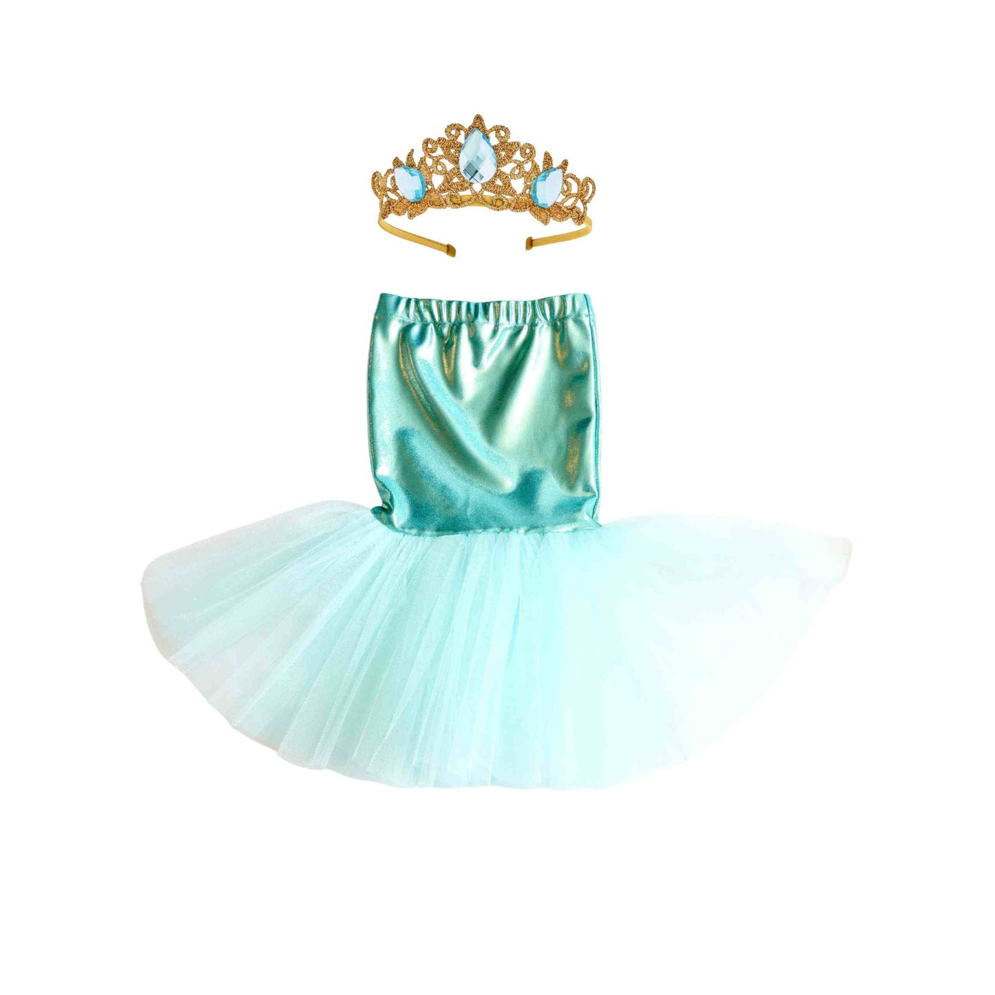 Mermaid Skirt & Crown Set - Teal