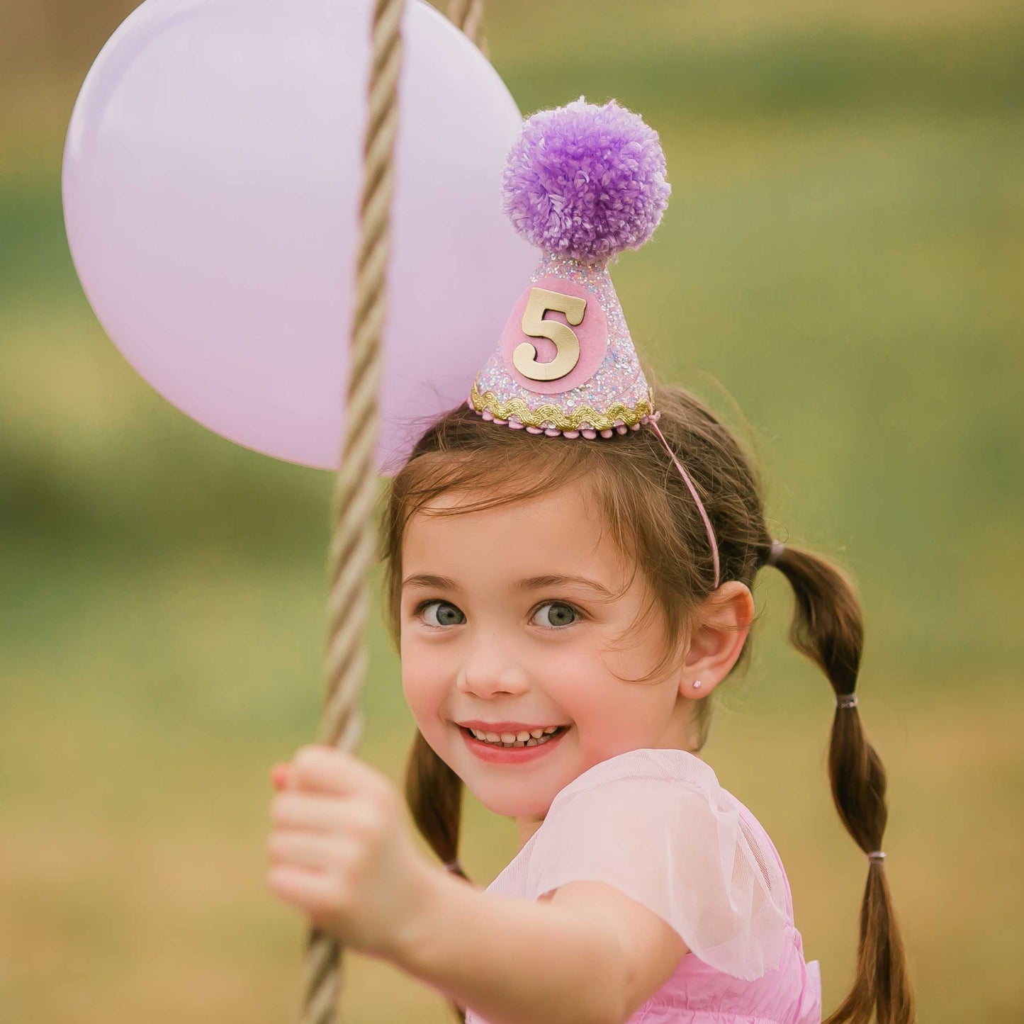 Glitter Fabric Party Hat - Lilac/Pink Mix