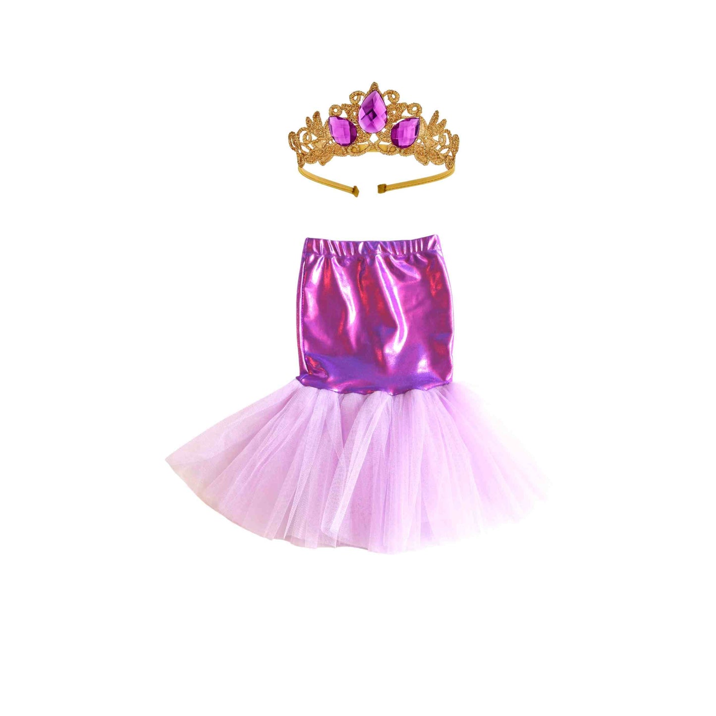 Mermaid Skirt & Crown Set - Purple