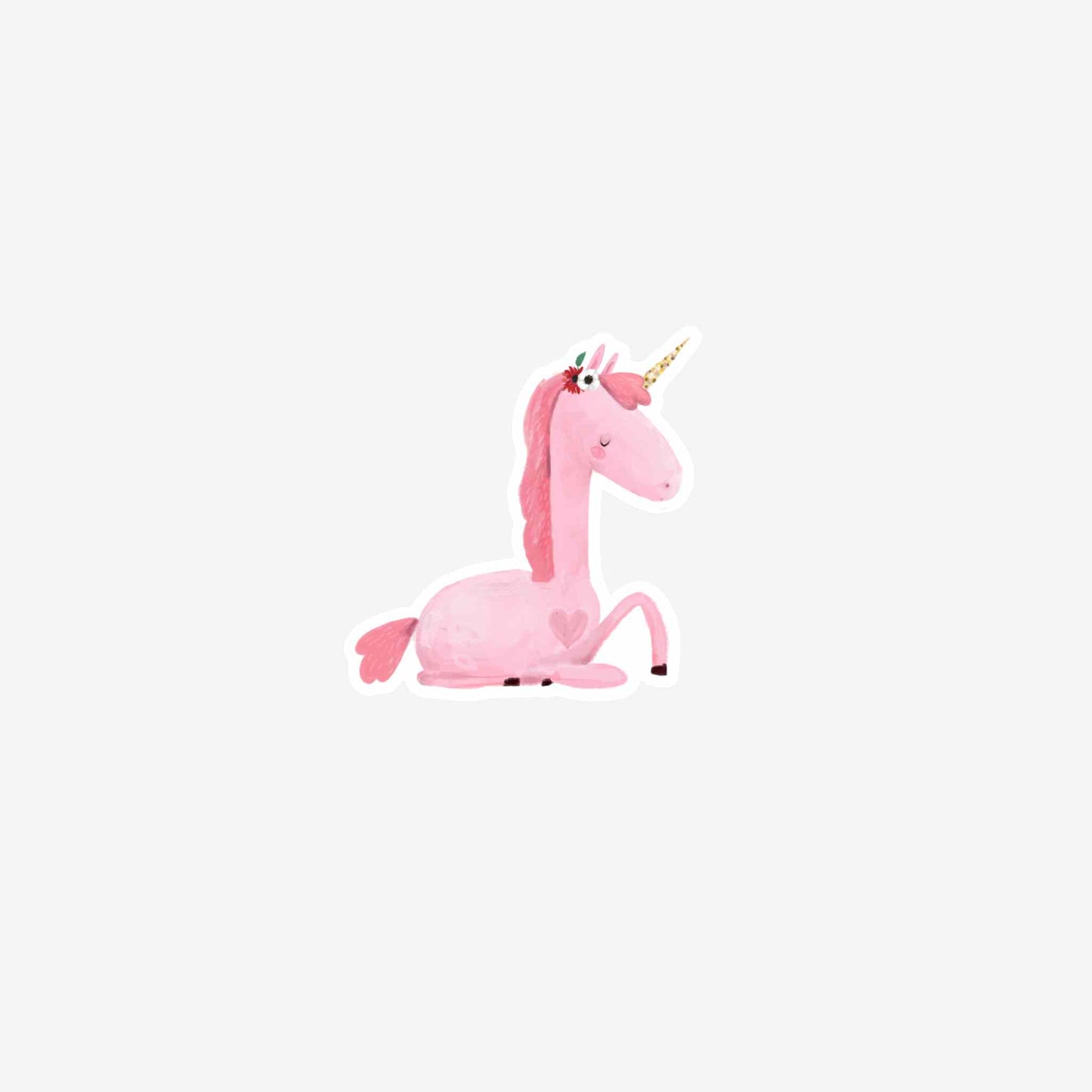 Pink Unicorn Princess Greeting Card & Sticker