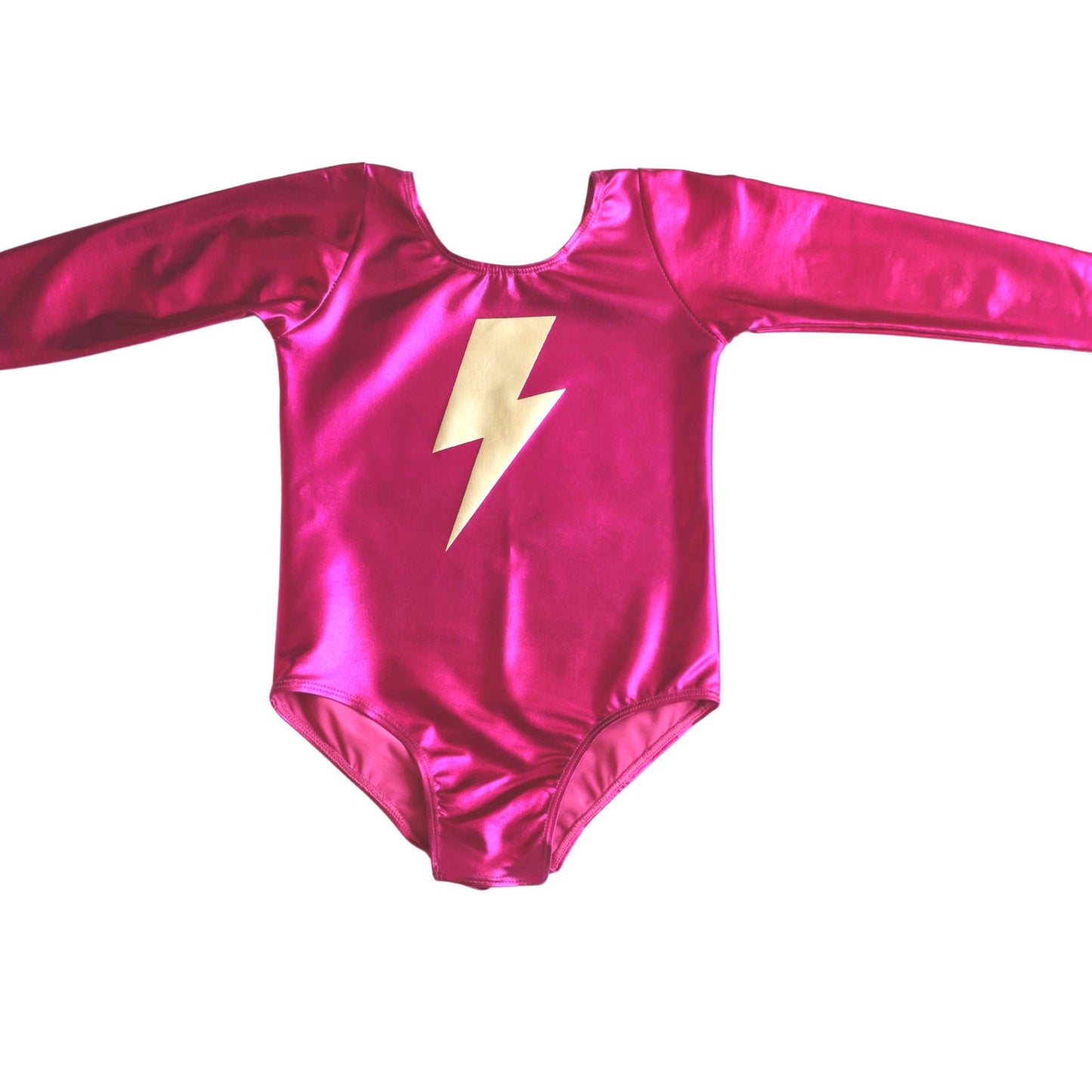 Super Hero Lightning Bolt Costume Set - Pink & Gold Long Sleeve (M Listing)