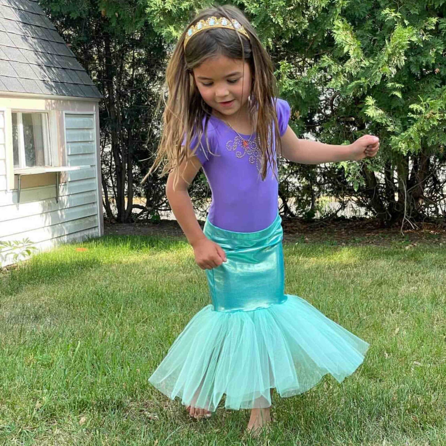 Mermaid Skirt & Crown Set - Teal