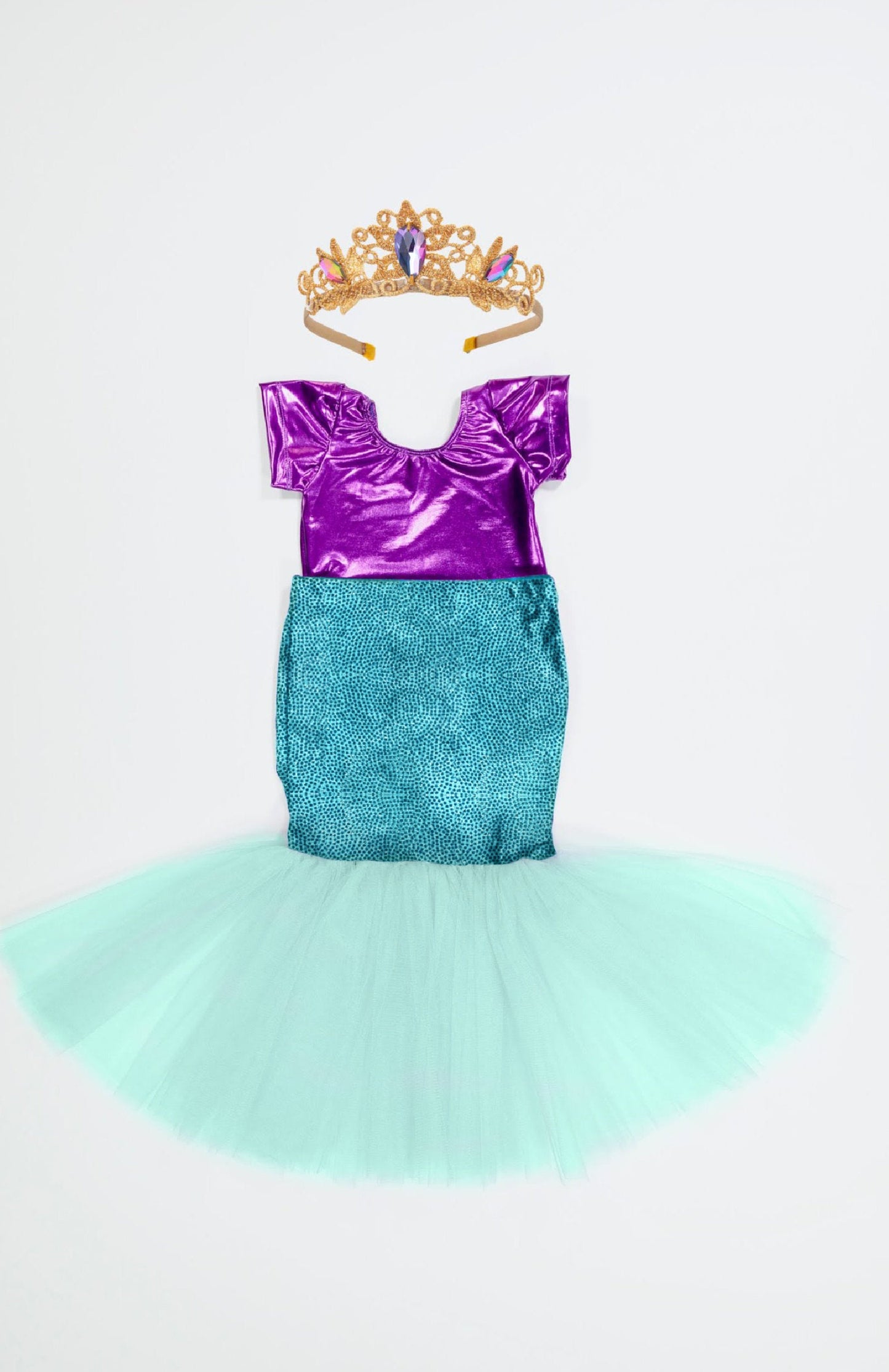 Girls Mermaid Costumes - Mermaid Costume Set - Purple/Teal - Metallic Leotard