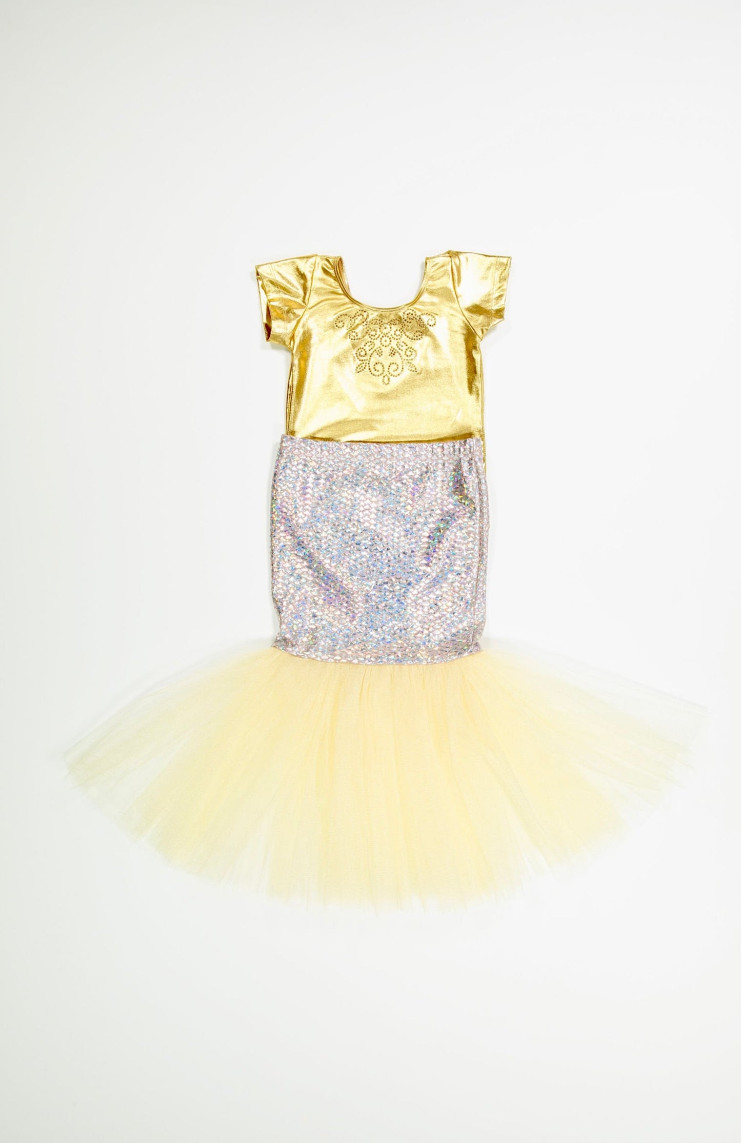 Princess Dresses - Mermaid Costume Set - Gold Metallic Leotard