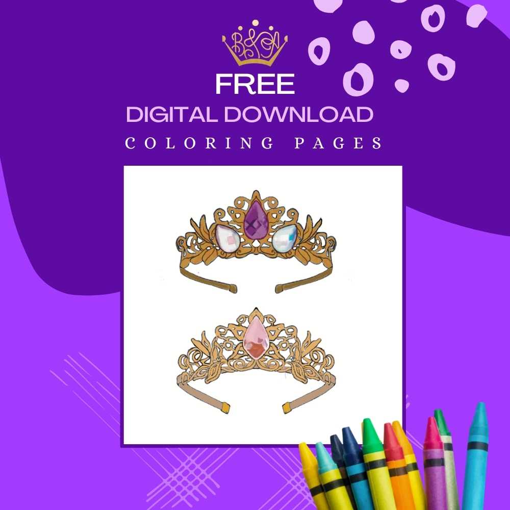 Free Coloring Page Download - Princess Crowns