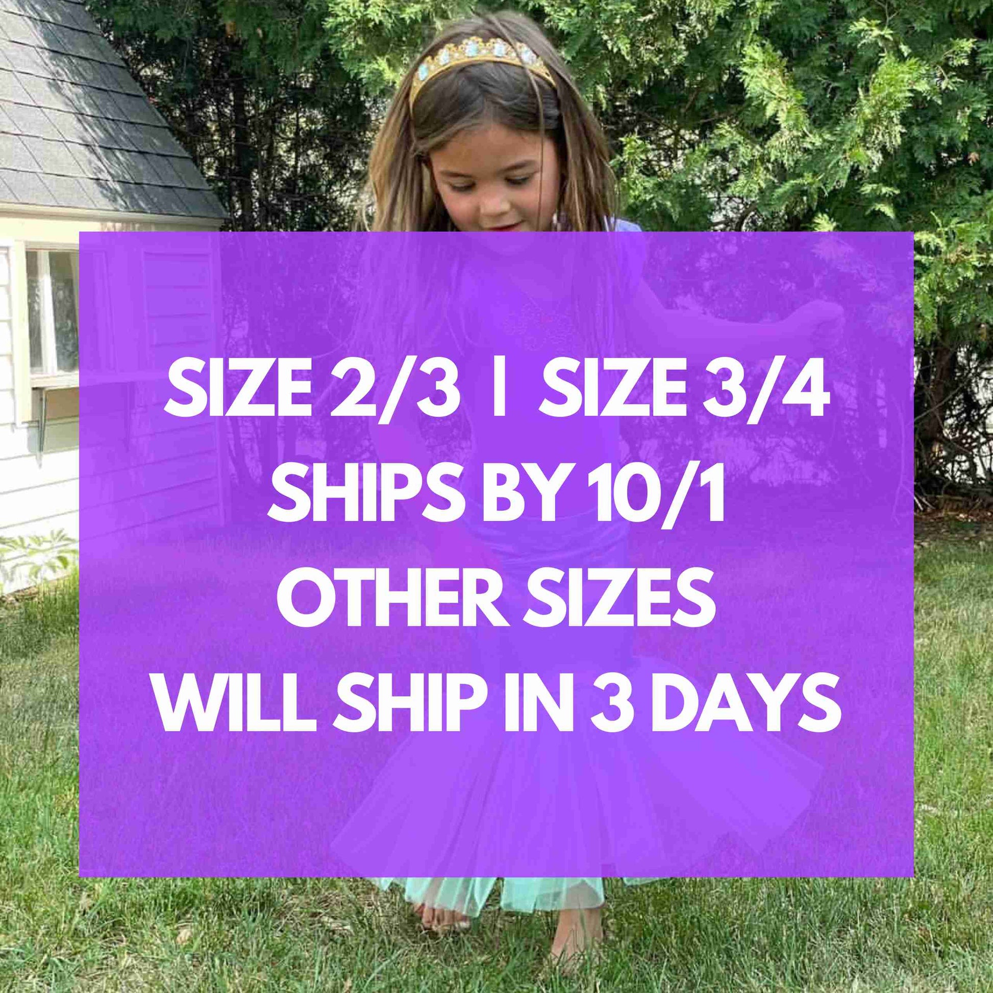 a little girl holding a purple sign that says, size 2 / 3 i size