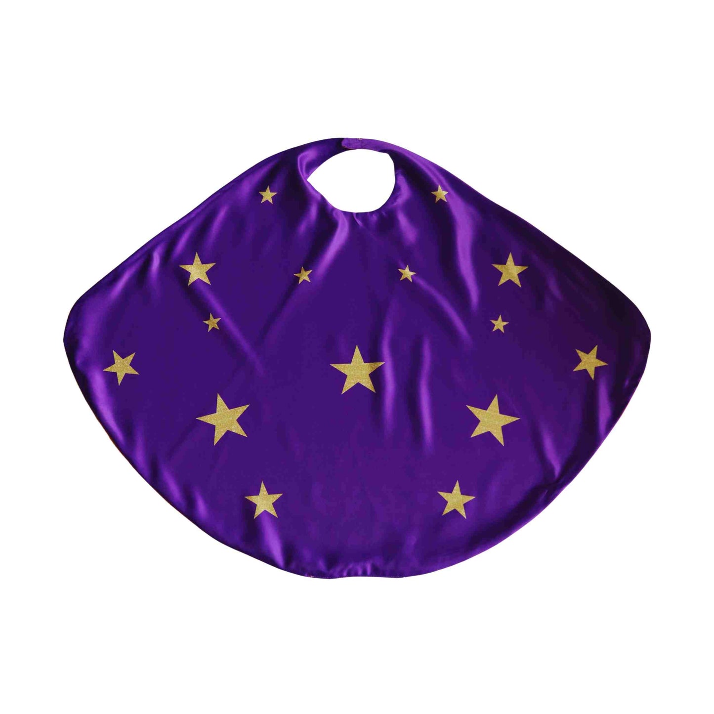 a purple bib with gold stars on it