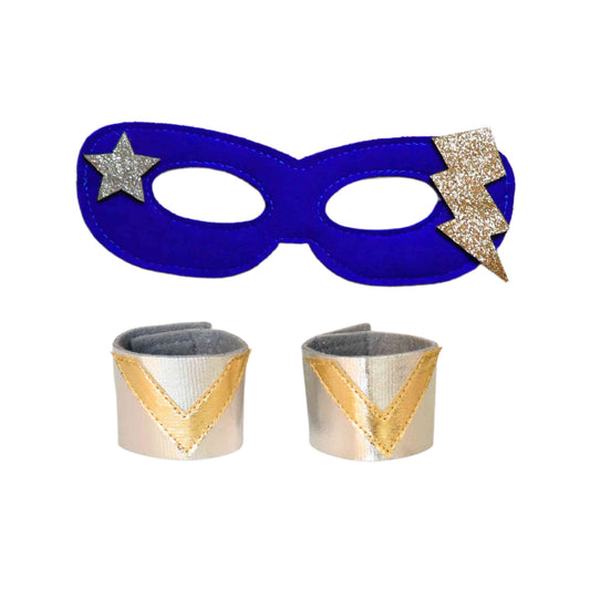a pair of blue and gold masquerades