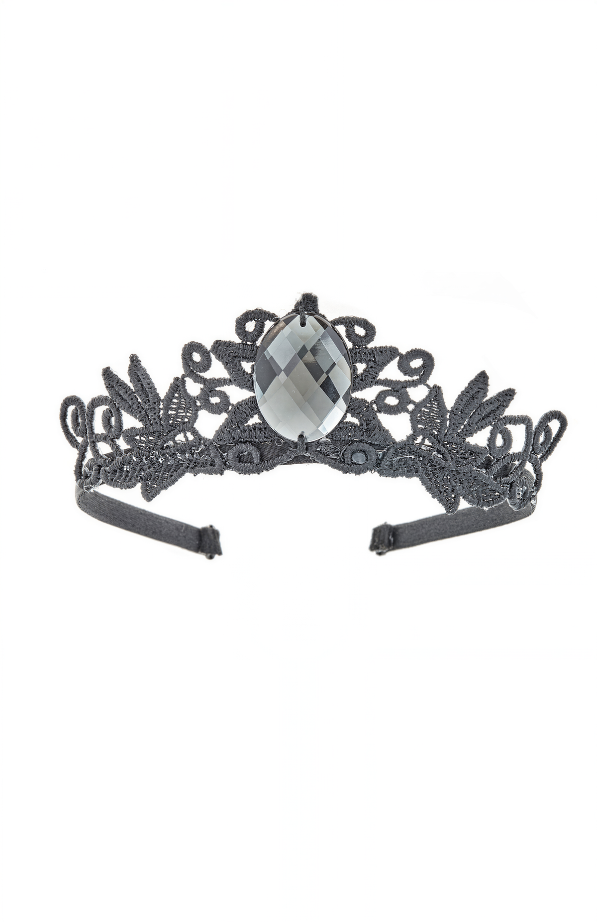 Dark grey crown, with a silver diamond at the center on a white background