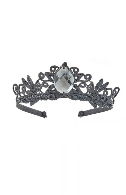 Dark grey crown, with a silver diamond at the center on a white background