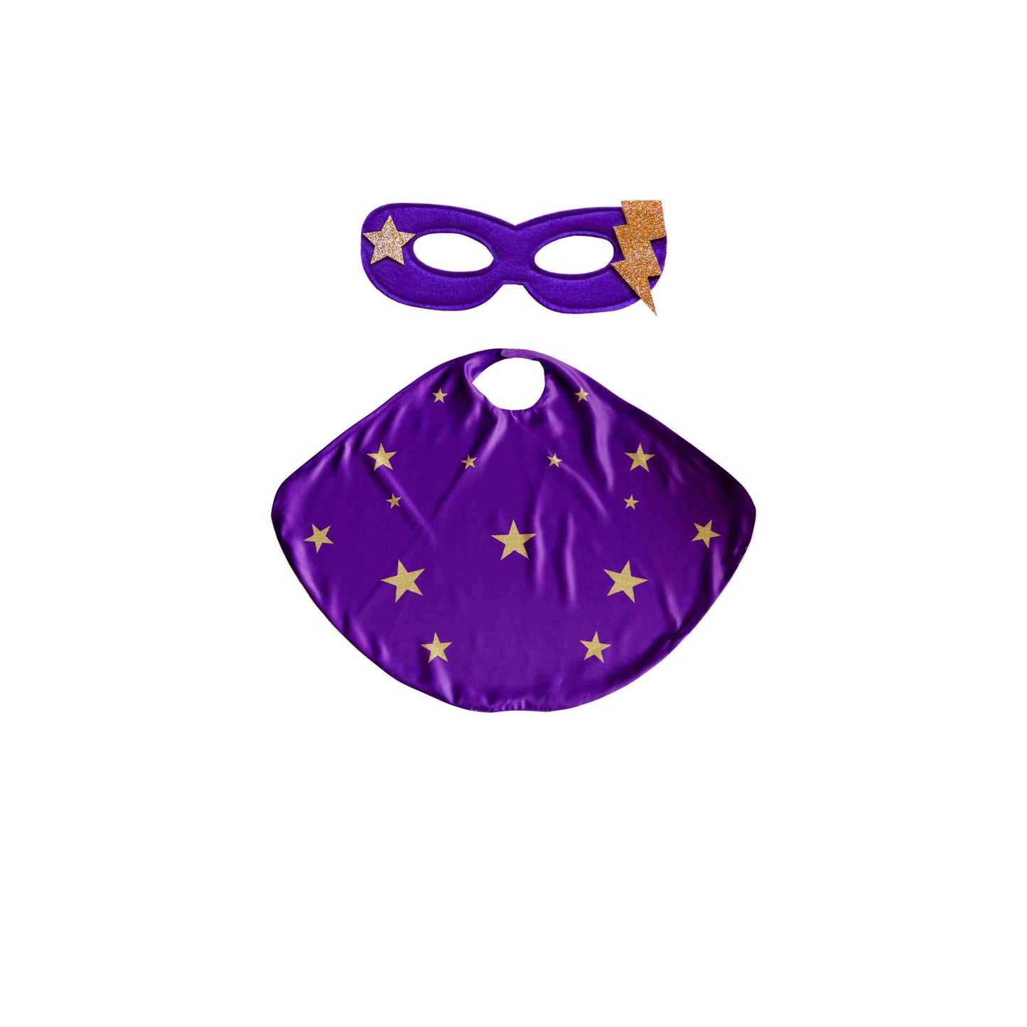 a purple mask with gold stars on it