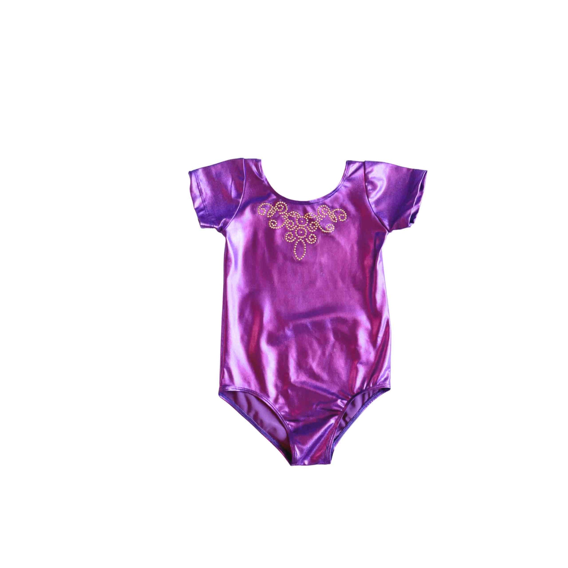 a purple bodysuit with a flower on the chest