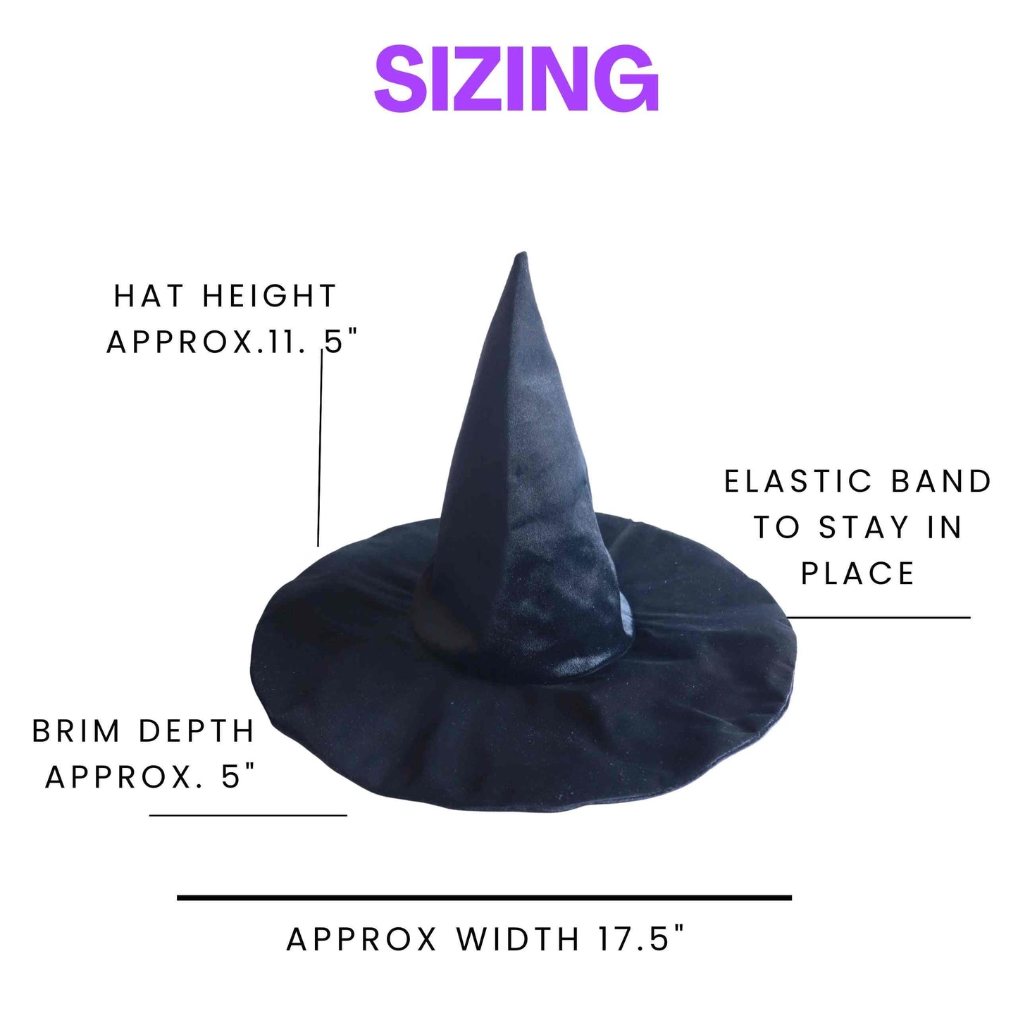 Adult Velvet Witch Hat - Black