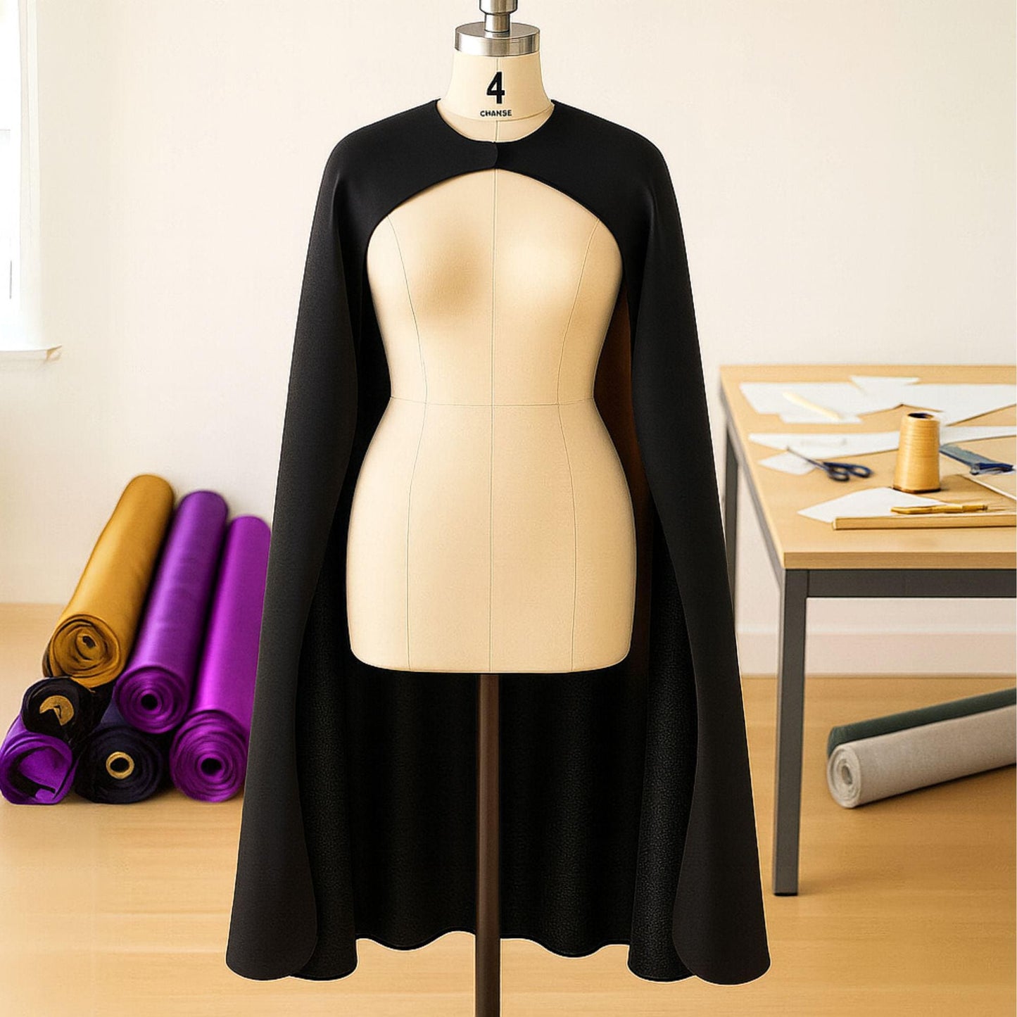Adult Witch Satin Cape Set -   Black