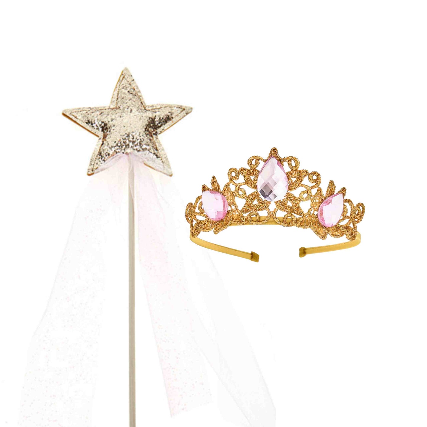Raven Princess Crown & Wand Set , Pink & Gold