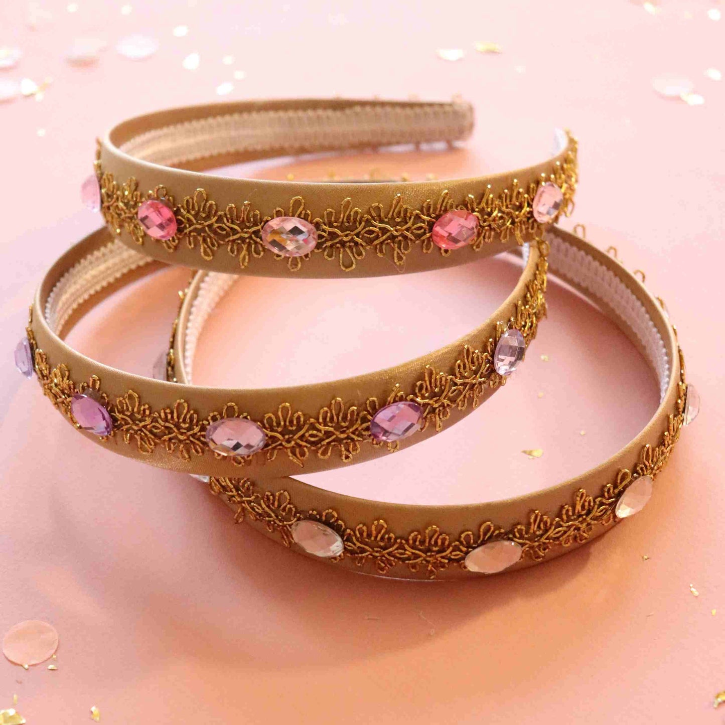 Jeweled Headband  - Clear/Pink/Purple Gem