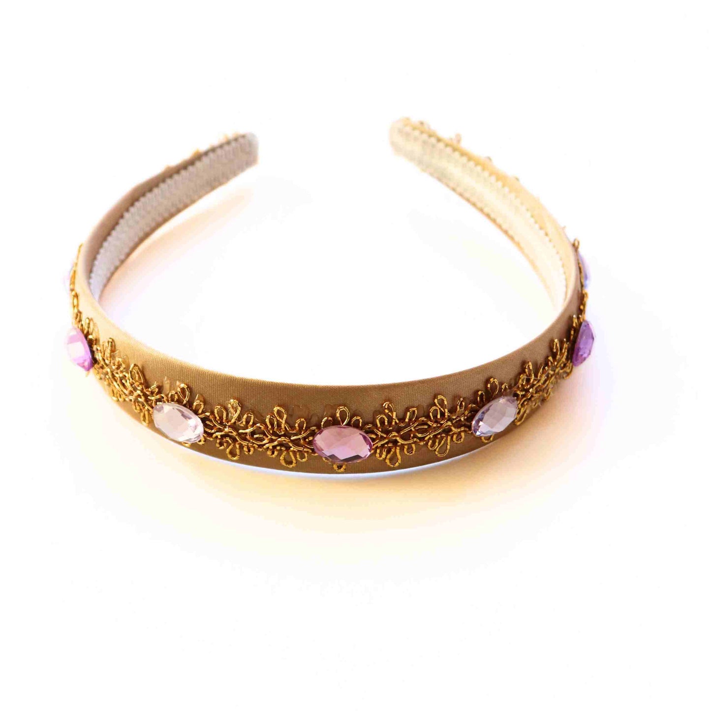 Jeweled Headband  - Clear/Pink/Purple Gem