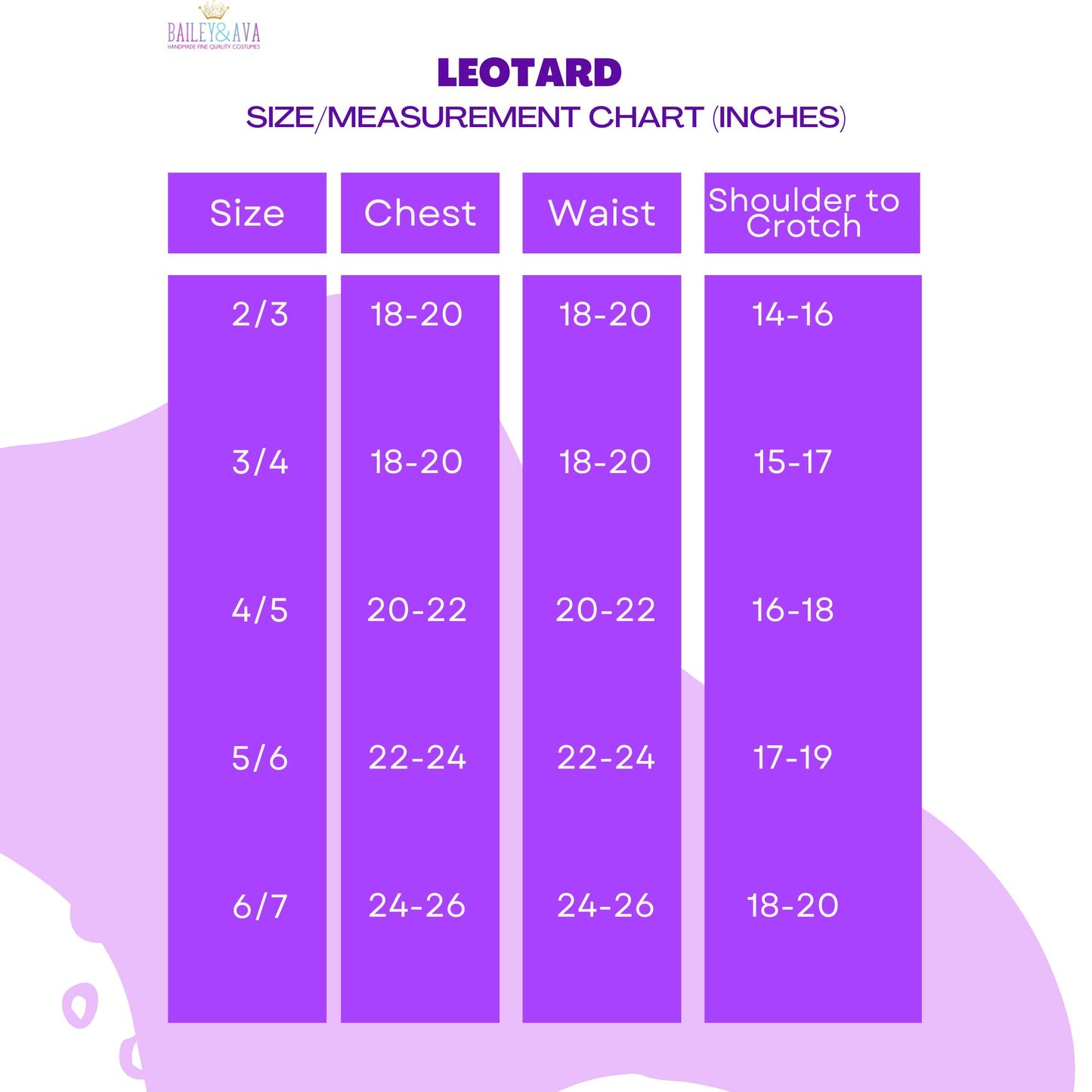 The image is a size/measurement chart that provides measurements for different age groups, including chest, waist, shoulder to crotch, and age groups from 2 to 7.