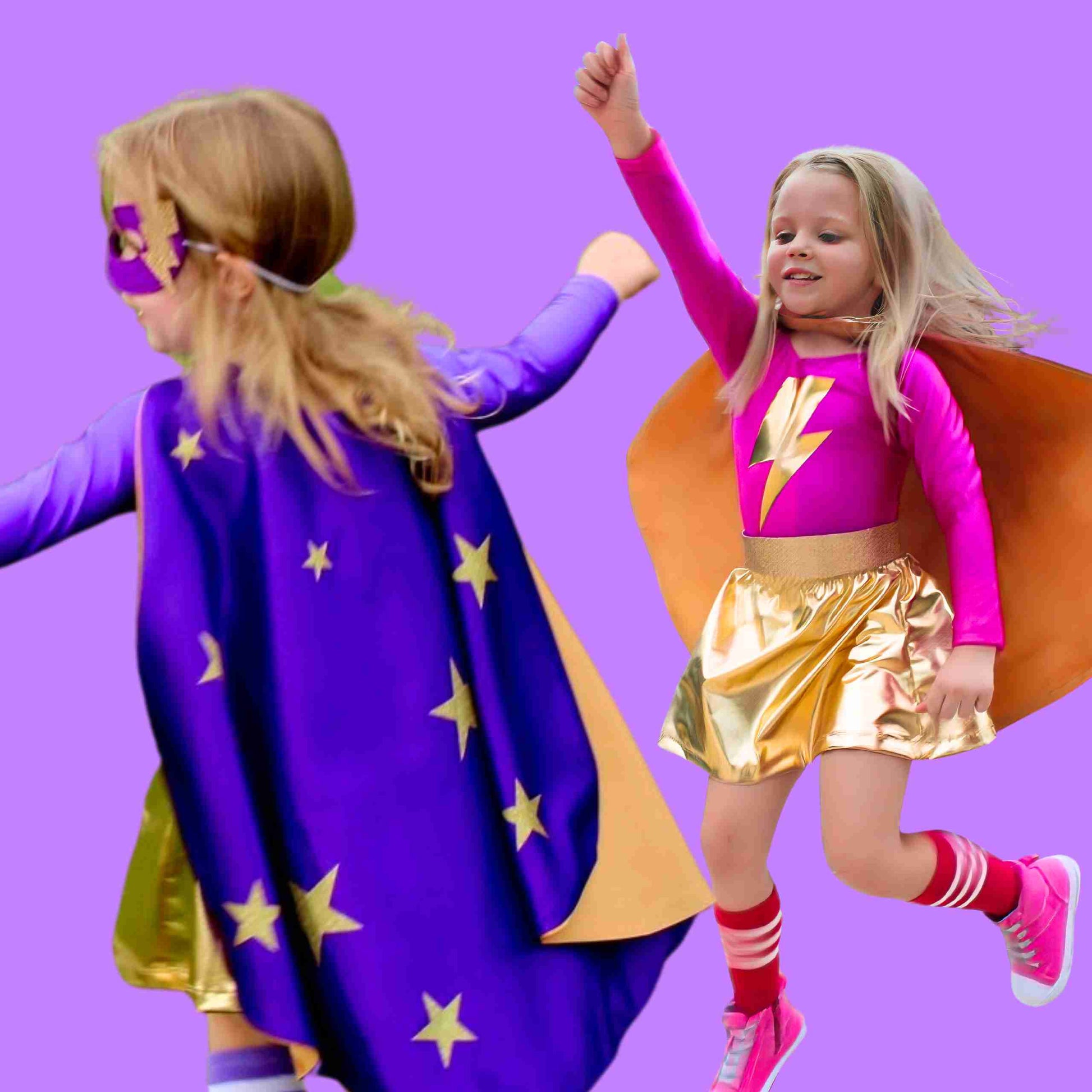 two little girls dressed up as superheros