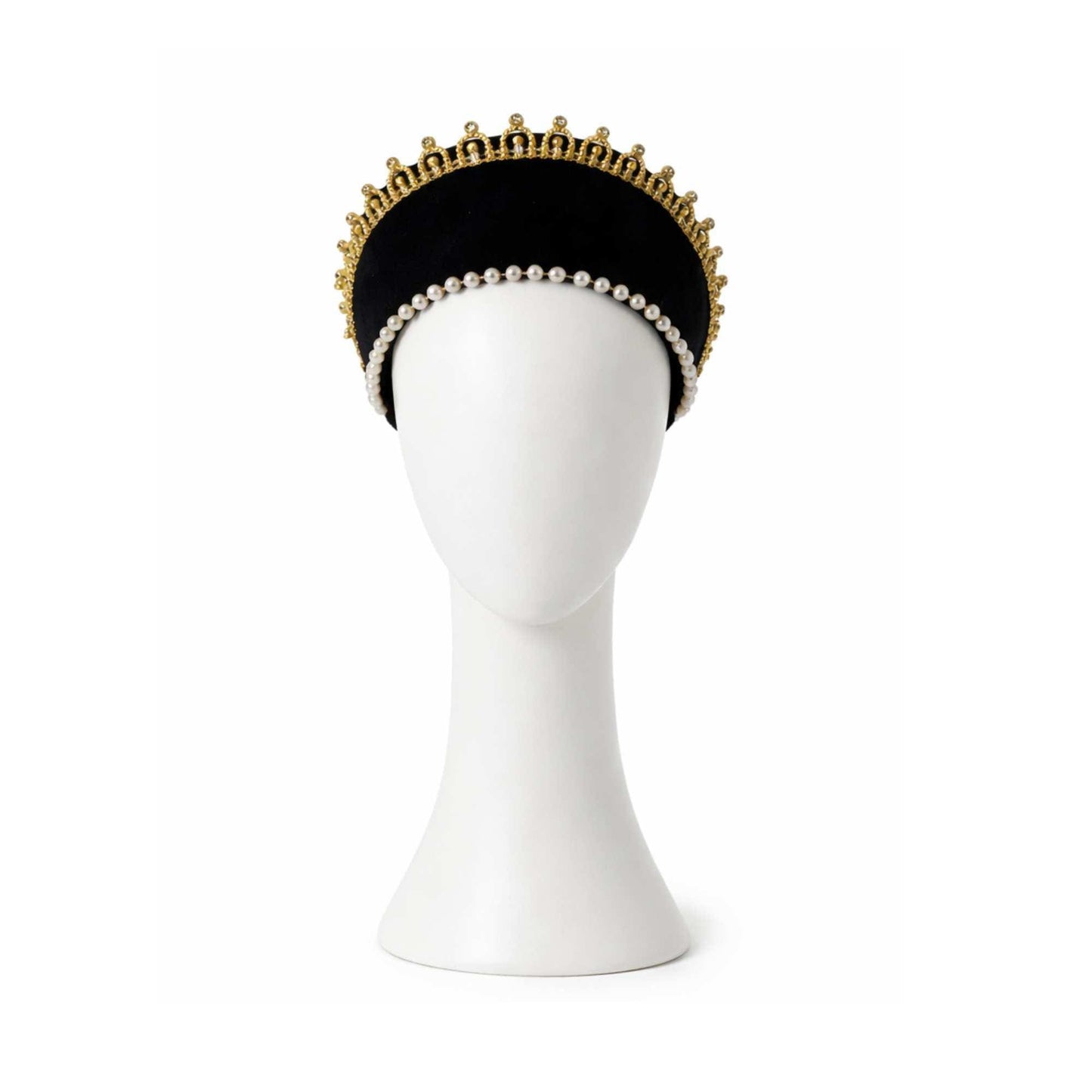 Renaissance Headband -  Black Velvet with Pearls