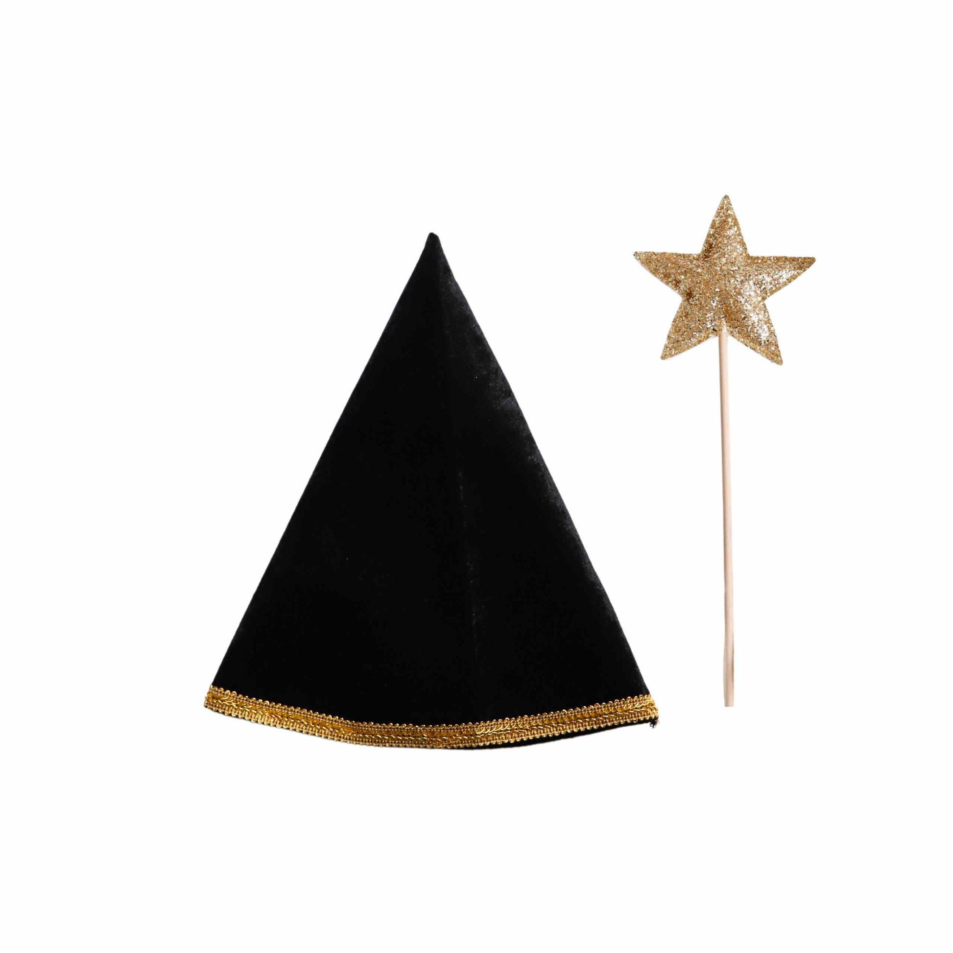 a black hat with a gold star on top of it