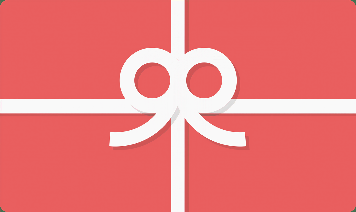 A light red gift box's top view with a white ribbon.