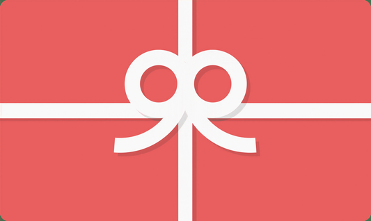 A light red gift box's top view with a white ribbon.
