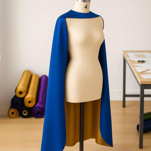 Adult Size Satin Superhero Cape - Royal Blue/Gold
