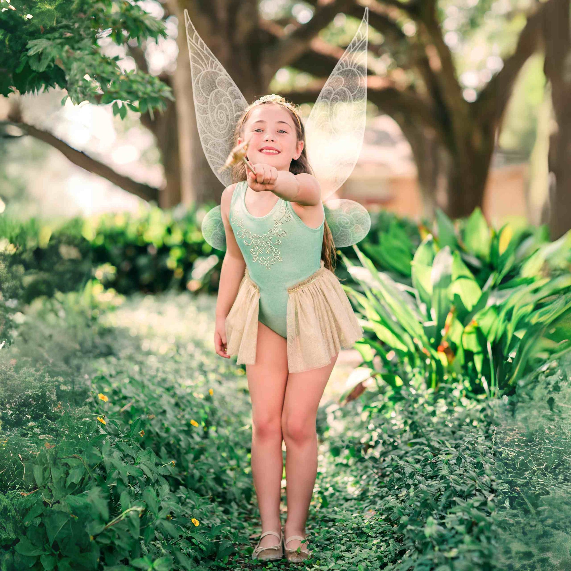 Magical Fairy Leotard Tutu Set - Green - 5-6 Yrs / Leotard+Crown Magical Fairy Leotard Tutu Set - Green - 5-6 Yrs / Leotard+Crown