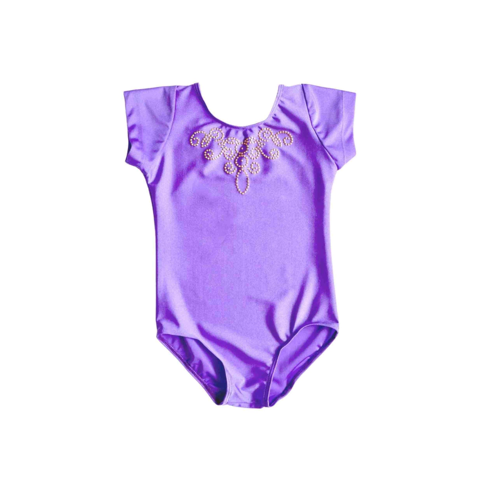 a baby girl's purple bodysuit with a flower on the chest