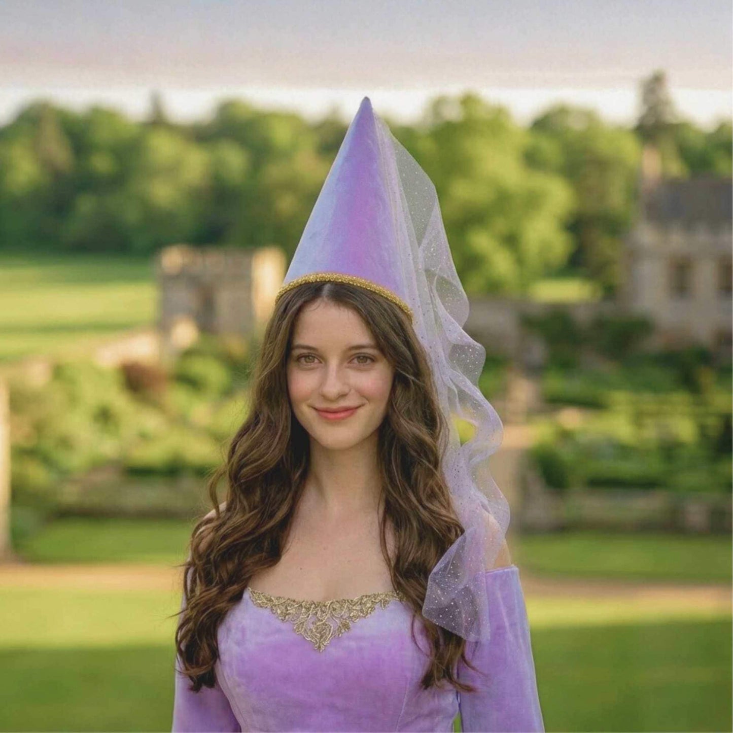 Medieval  Princess Hat  - Lilac/Purple