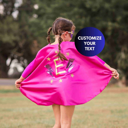 Personalized Kids' Superhero Cape Set - Pink & Gold