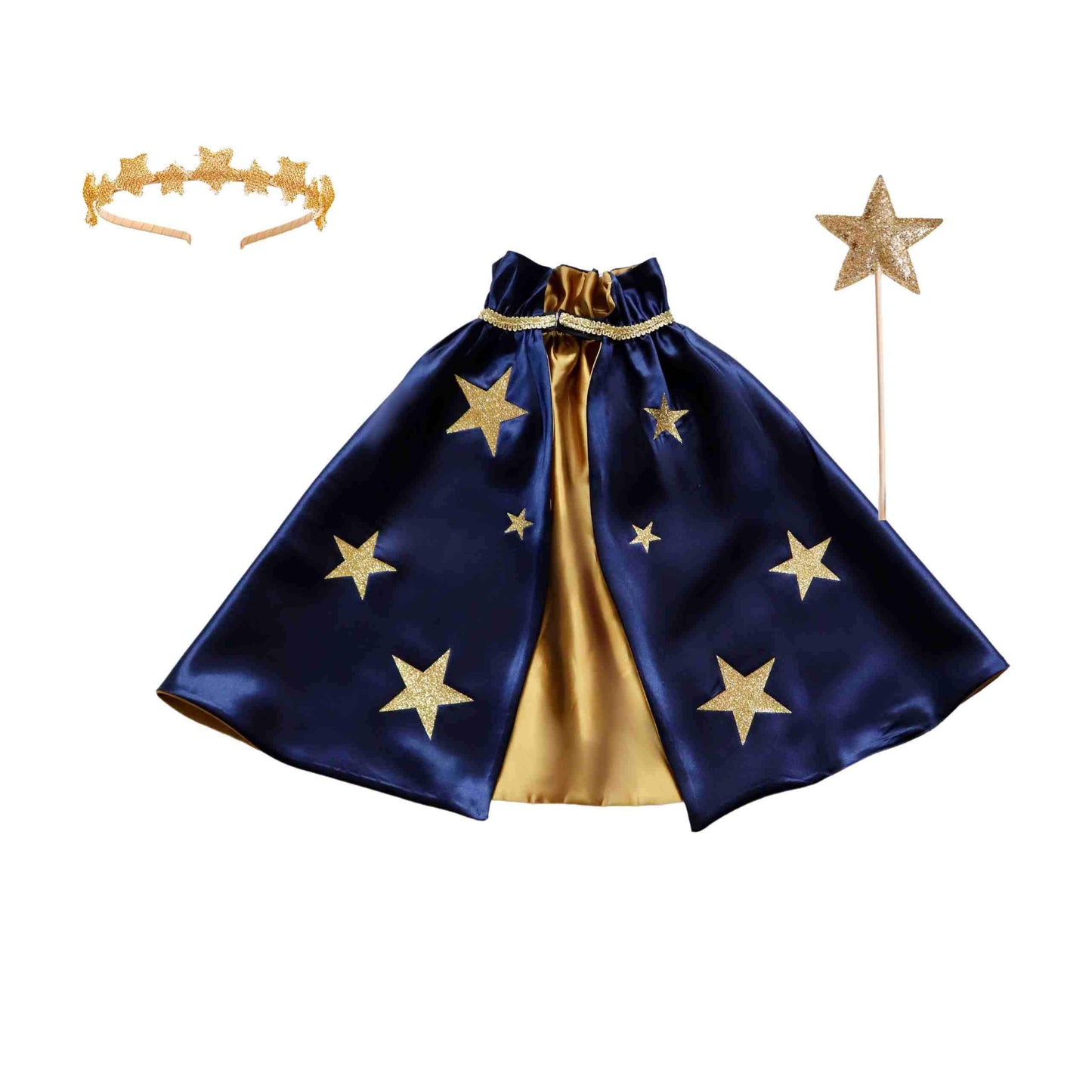 Personalized Kids' Magic Cape Set – Perfect for Young Magicians! - Navy & Gold