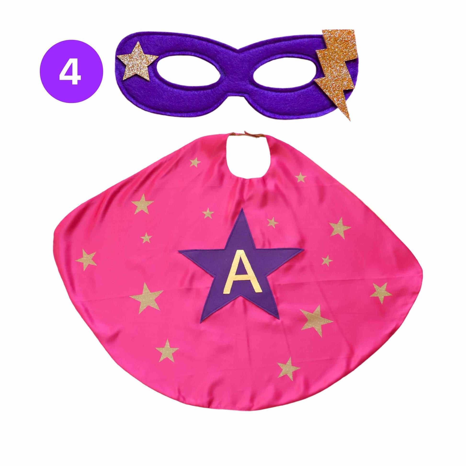 a pink cape and a purple cape with gold stars