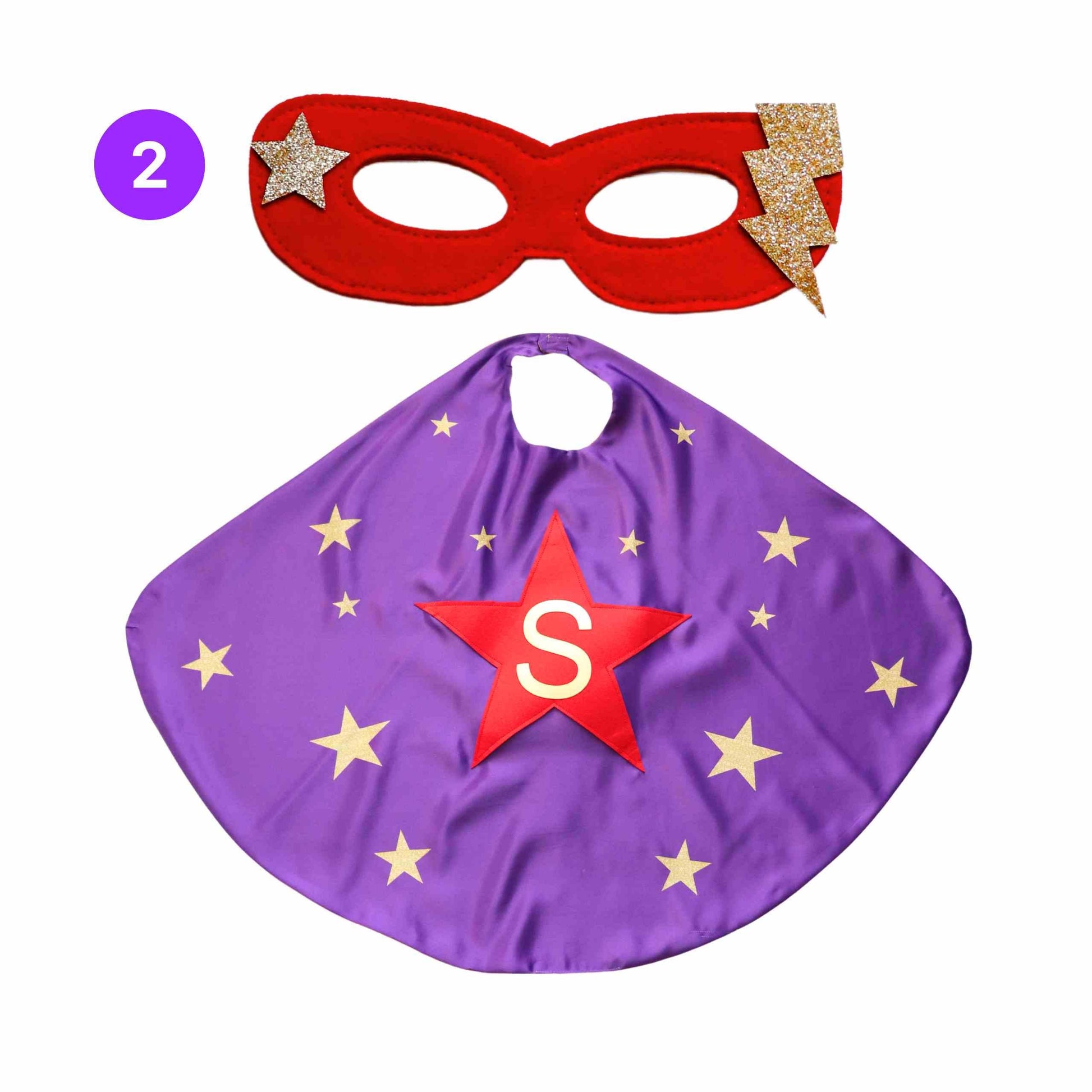 a purple cape with a red star on it