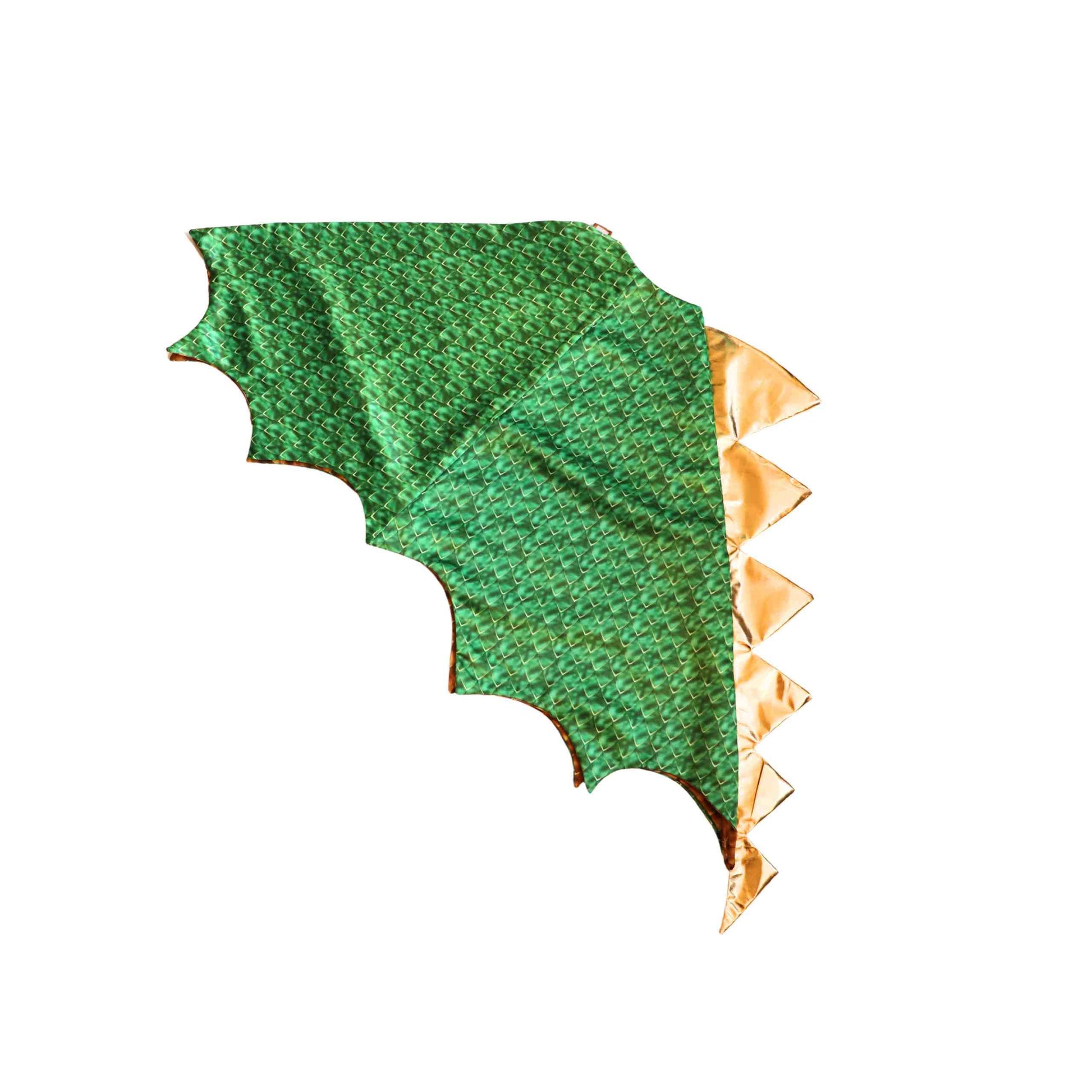 a green and gold kite with spikes on it
