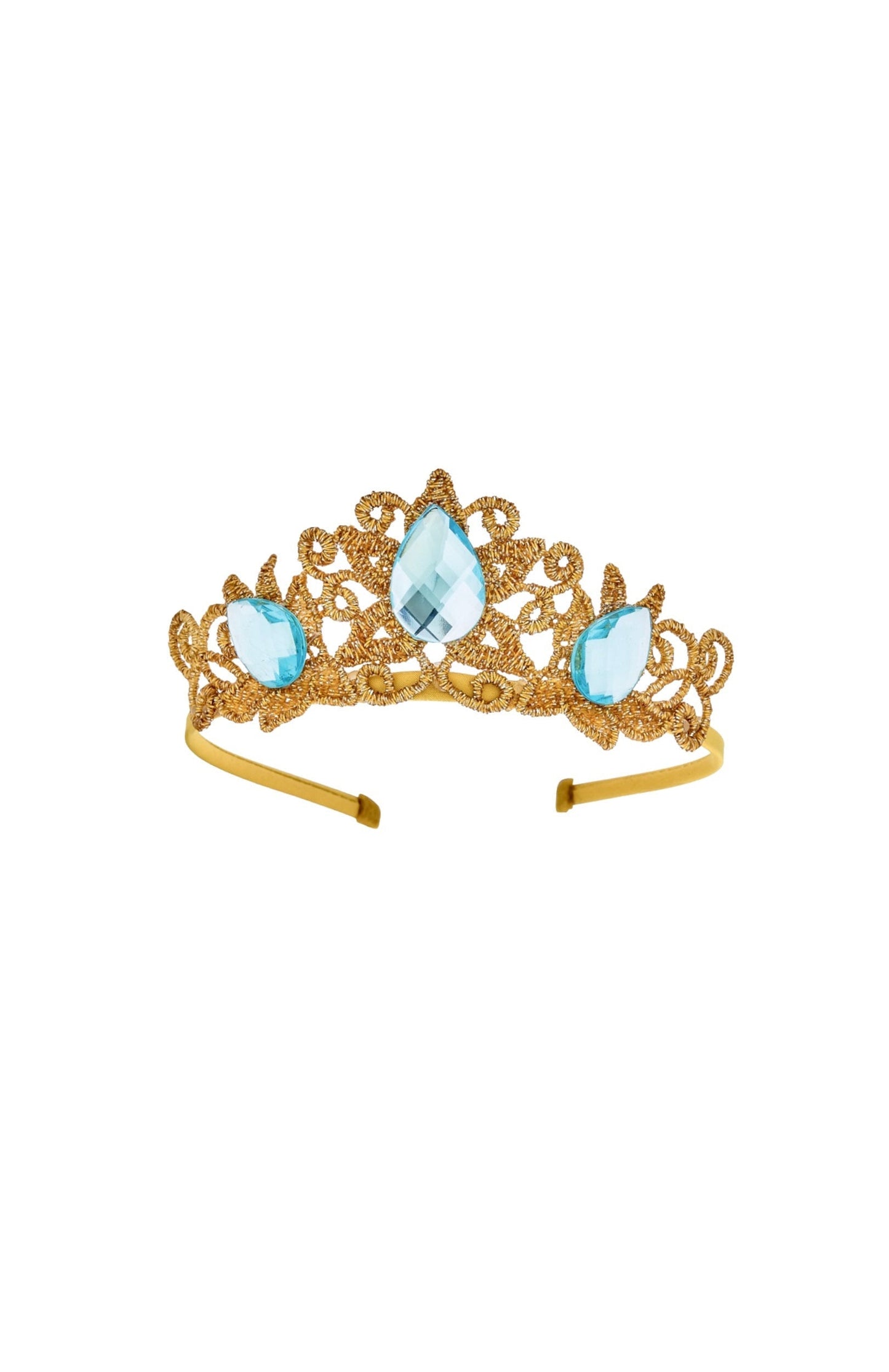Princess Tiara Crown -  Gold Three Blue Gems