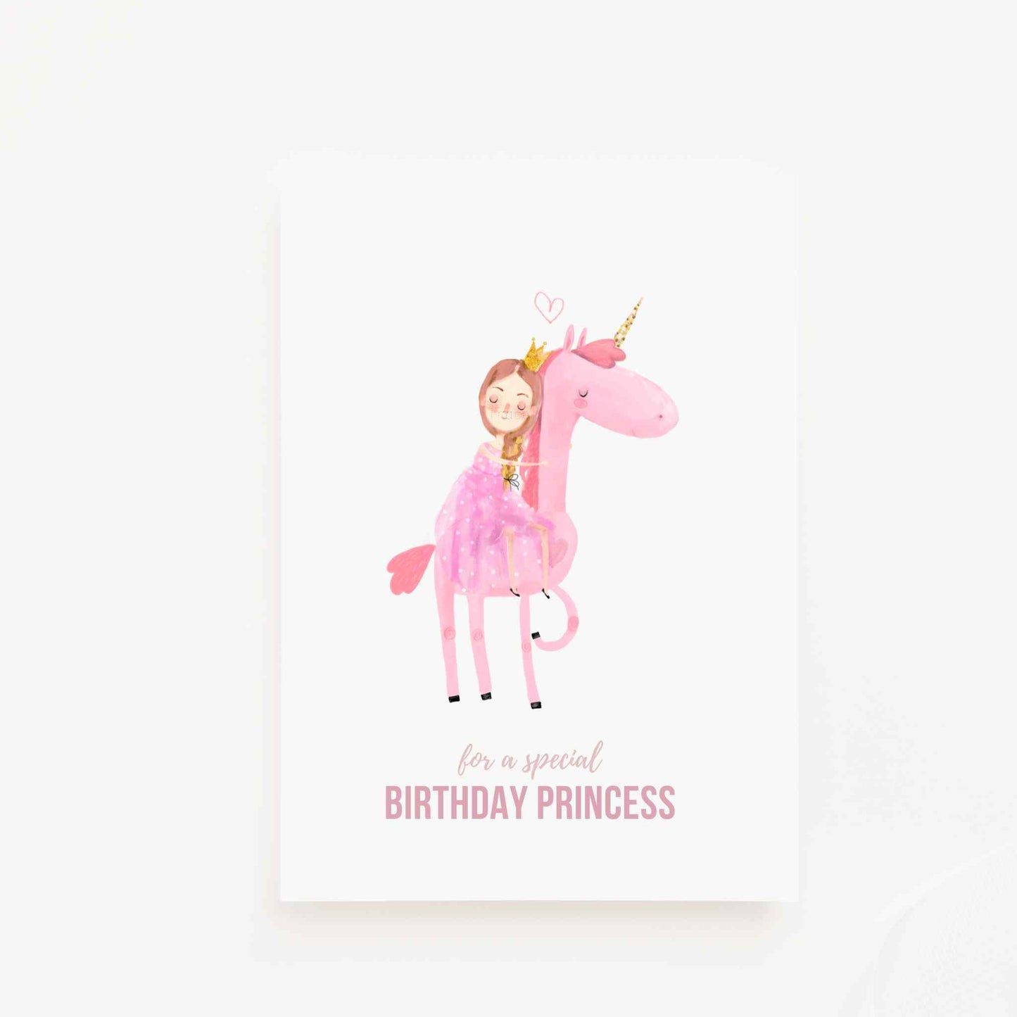 Pink Unicorn Princess Greeting Card & Sticker