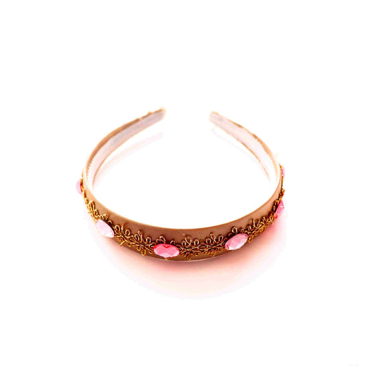a close up of a bracelet on a white surface