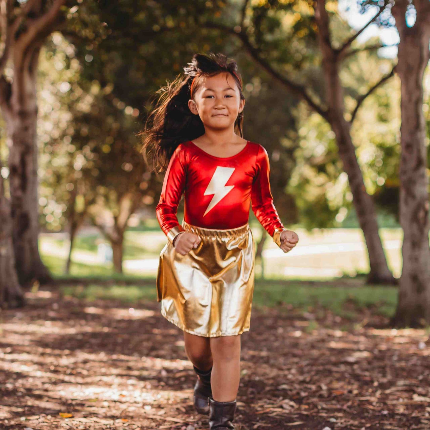 Lightning Bolt Costume Set, Metallic Red