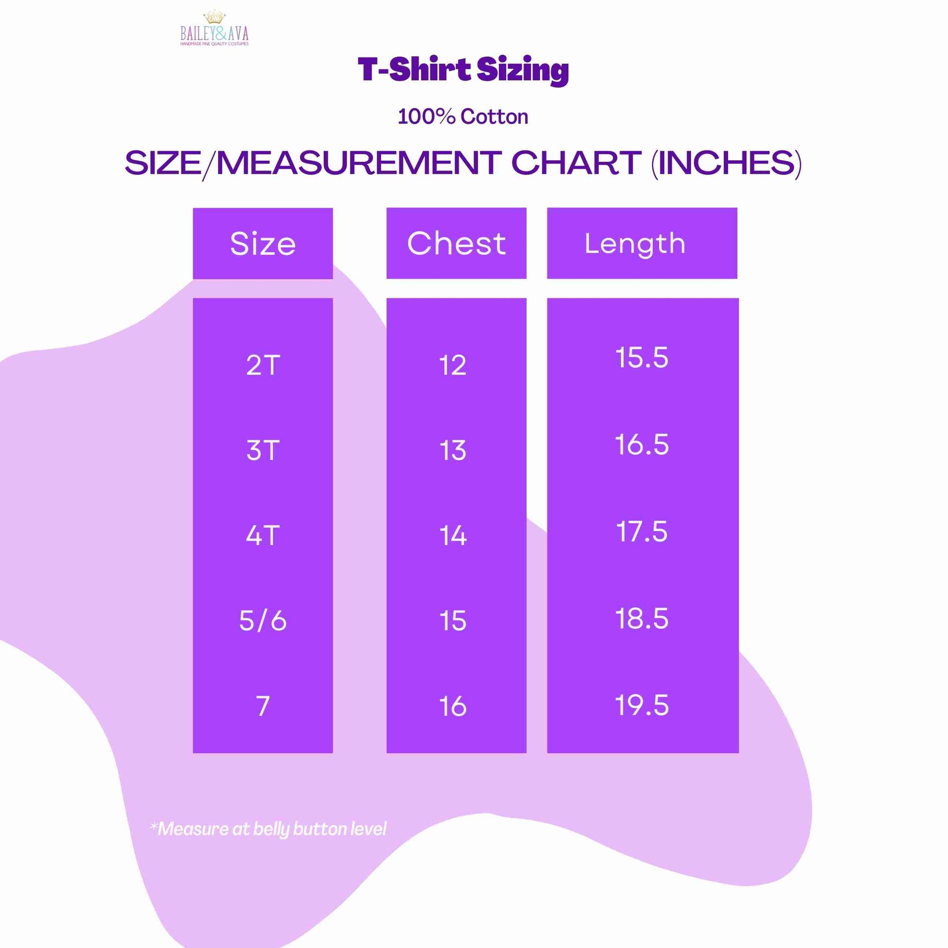 the size measurement chart for a t - shirt