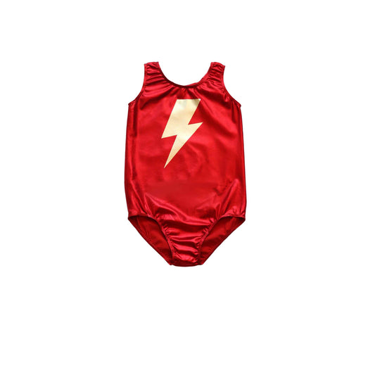 Lightning Bolt Leotard -  Metallic S/S Red