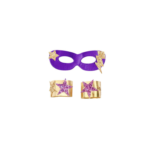 Superhero Mask  & Cuff Set - Purple