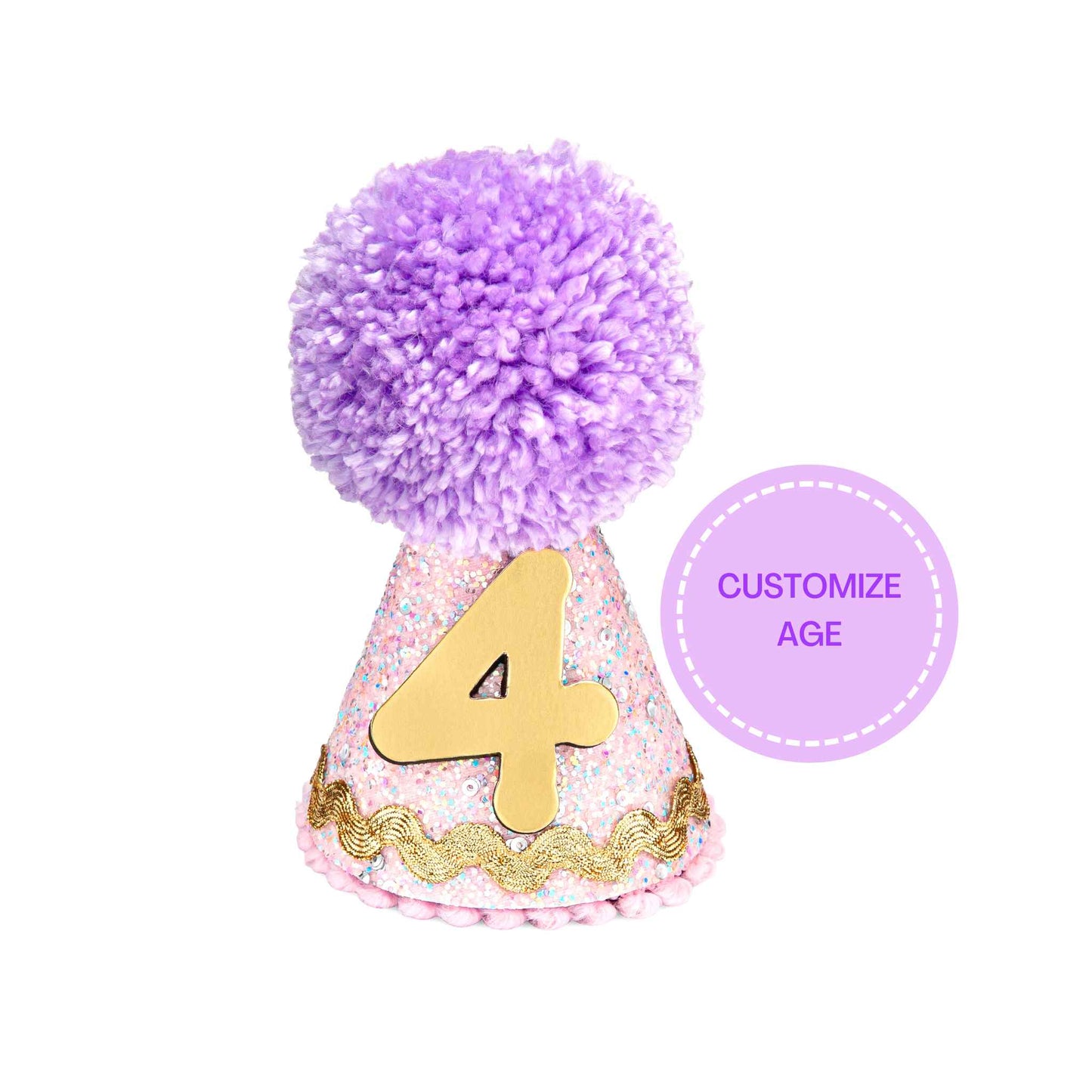 Glitter Fabric Party Hat - Lilac/Pink Mix