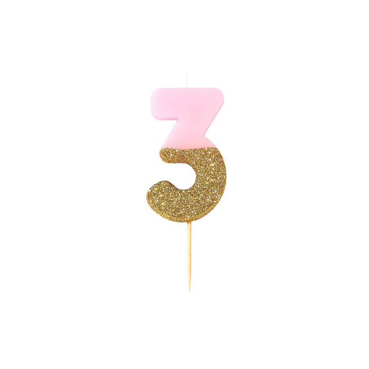 Glitter Birthday Candle, Pink