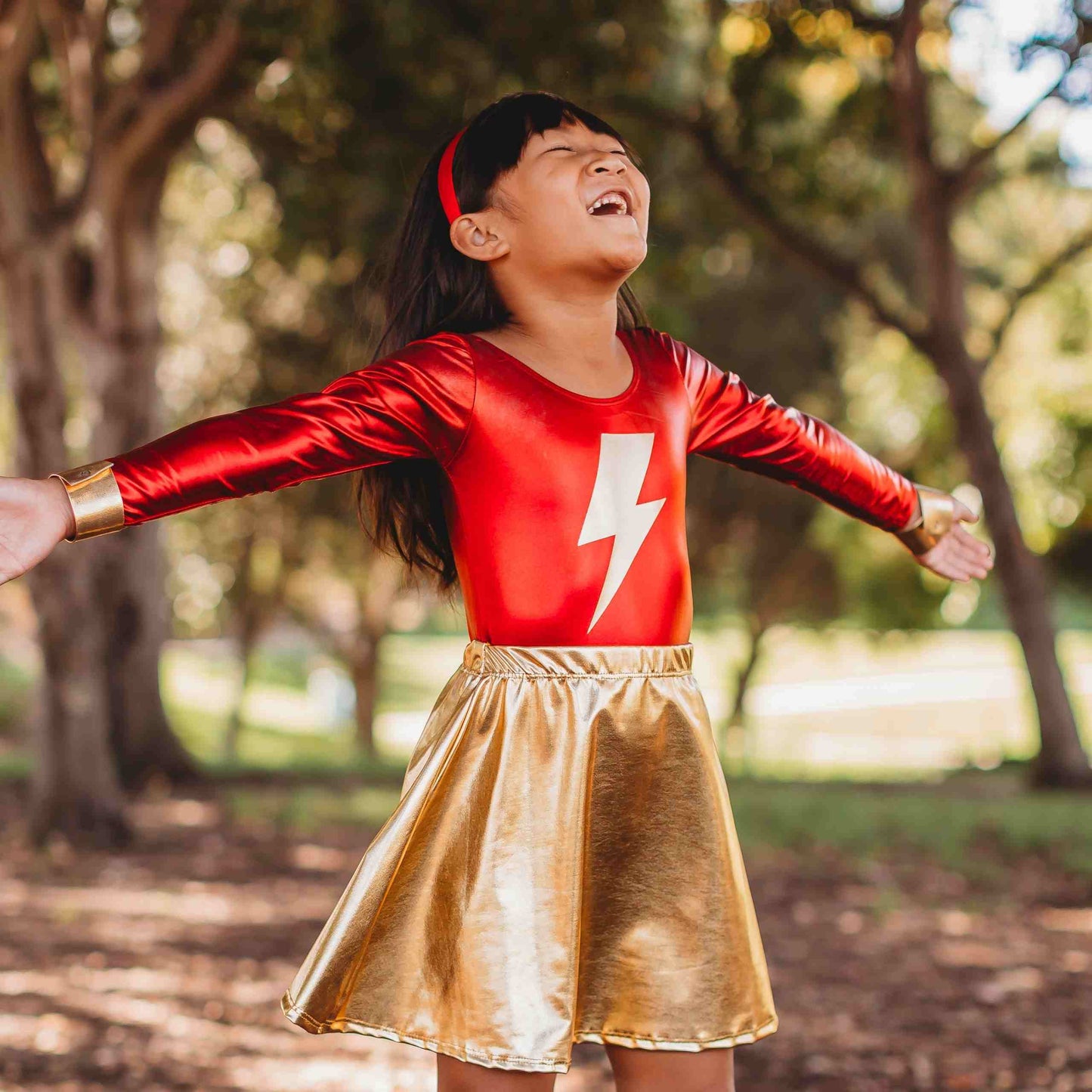 Lightning Bolt Costume Set, Metallic Red